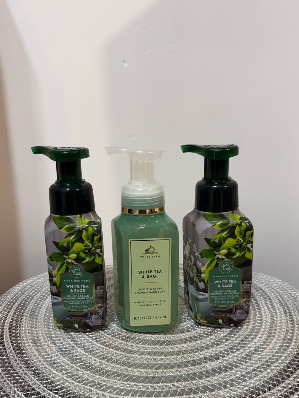 BBW White Tea and Sage Foaming Hand Soap Set of 3 NWT